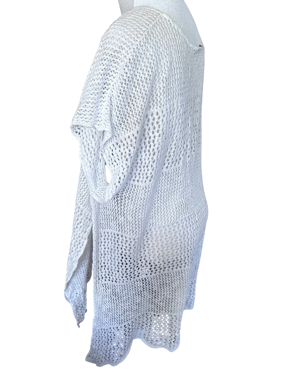 VENUS Ivory Crochet Open Knit V-Neck Swim Cover-Up Tunic OS - Picture 4 of 5